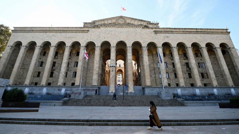 Мэрия Тбилиси устанавливает елку у парламента, нарушая планы оппозиции